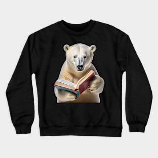 Polar bear reading a book Crewneck Sweatshirt